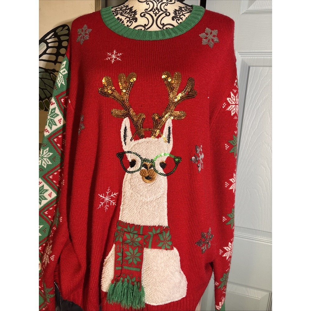 33 Degrees Christmas Llama Sweater So XXL‎